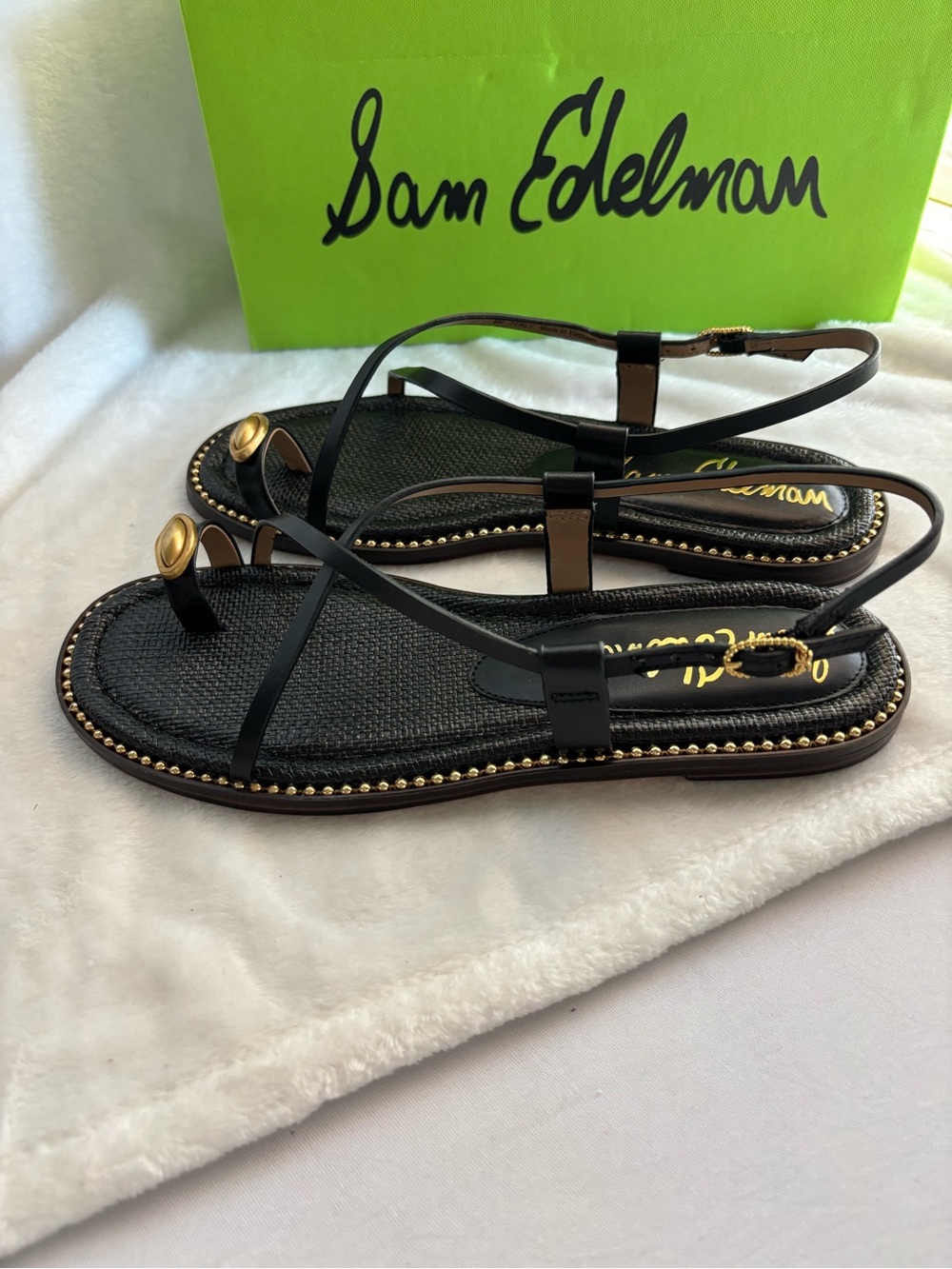 Sam Edelman Tenly Leather Strappy Sandal, Mismatched Pair, Black Size 9 & 9.5 - Picture 3 of 15